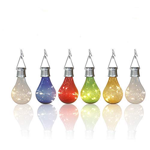 Rynx | Pearlstar Solar Outdoor Waterproof Garden Camping Hanging LED Light Bulb Globe Hanging Lights For Home Garden Christmas Party Holiday Decorations (6 Pack-Solarlights)