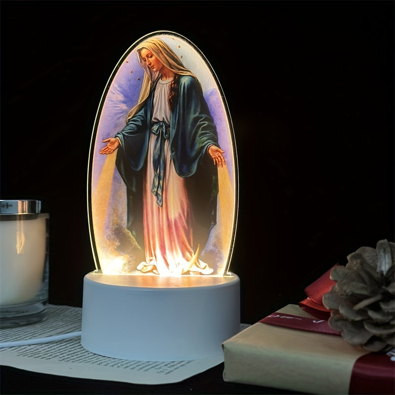 Rynx | SacredGlow - Virgin Mary Night Lamp with LED Acrylic Frame, USB Power
