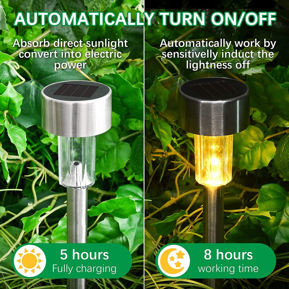 Rynx | Stainless Steel Outdoor Solar Light for Path - Waterproof, LED Landscape Lighting Solar Powered Lights Solar Garden Lights for Walkways Patio Garden