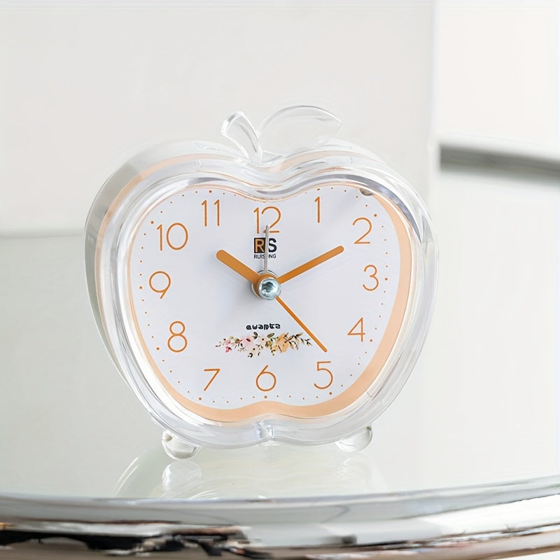 Rynx | Crystal Apple Design Alarm Clock with Built-in Night Light - Stylish, Battery-operated, Round and Modern Design
