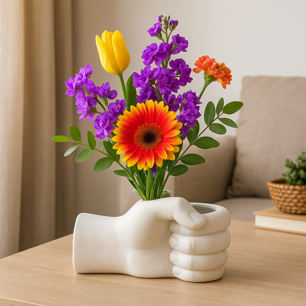 Rynx | Artistic Hand Gesture Ceramic Tabletop Flower Vase
