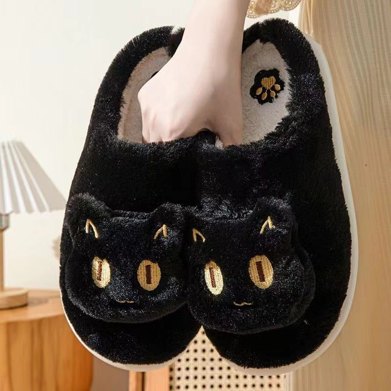 Rynx | Cozy Plush Cat Head Slippers for Couples - Soft Cotton Slippers for Winter Warmth