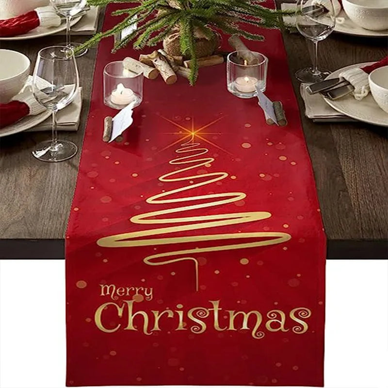 Rynx | Linen Christmas Table Runner Snowman Christmas Tree Home Dining Table Cloth Tablecloth 2023 Christmas Noel Christmas Decorations 2024