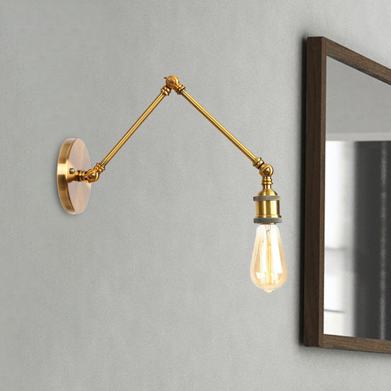 Rynx | 1 Light Swing Arm Wall Lamp Light Industrial Black/Brass Metal Wall Light Fixture for Bathroom