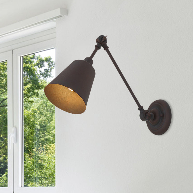 Rynx | 1 Light Metal Wall Lamp Contemporary Black/Rust Colored Tailored Bedroom Wall Lamp Sconces with Adjustable Arm