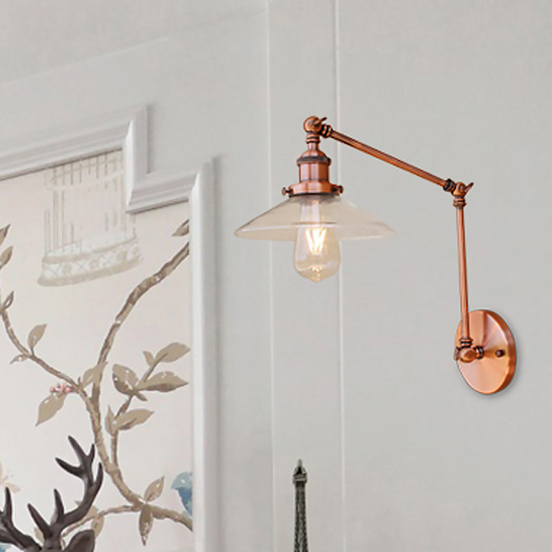 Rynx | Rustic conical wall lighting 1 bulb clear glass wall light in copper for café