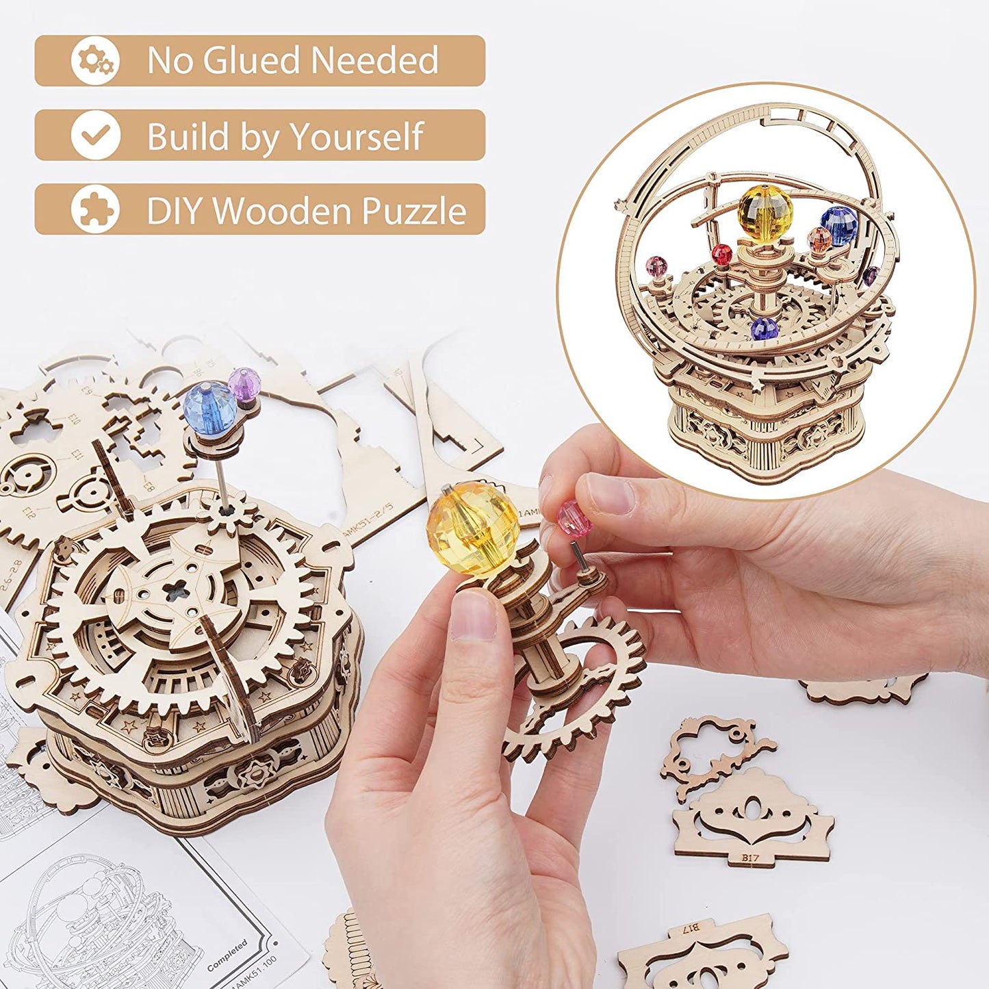 Rynx | DIY 3D Wood Rotating Starry Sky Mechanical Music Box