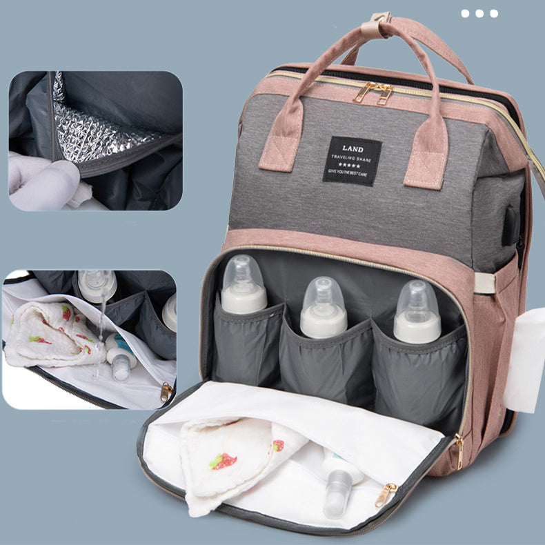 Rynx | Large capacity Mummy Baby children's bed backpack with insulated pocket