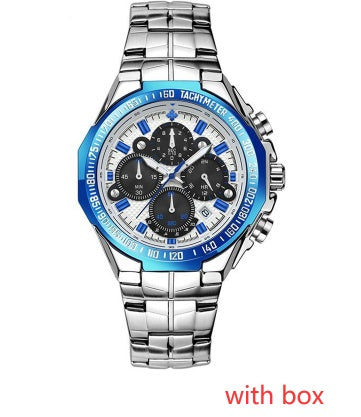 Rynx | WWOOR Multifunctional Men's Steel Bracelet Six-Hand Quartz Watch Waterproof Casual Crown Watch 8868