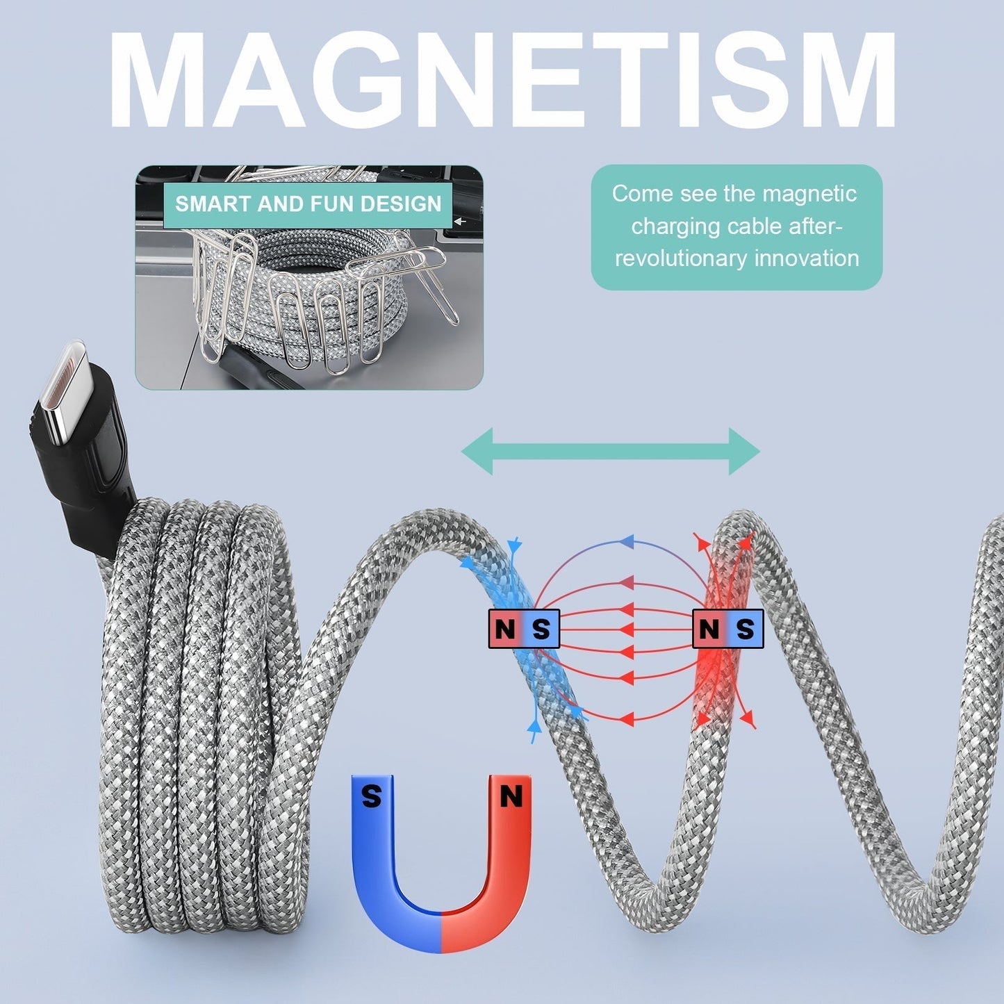 RYNX | Tangle-free magnetic charging cable: Strong magnet and fast charging