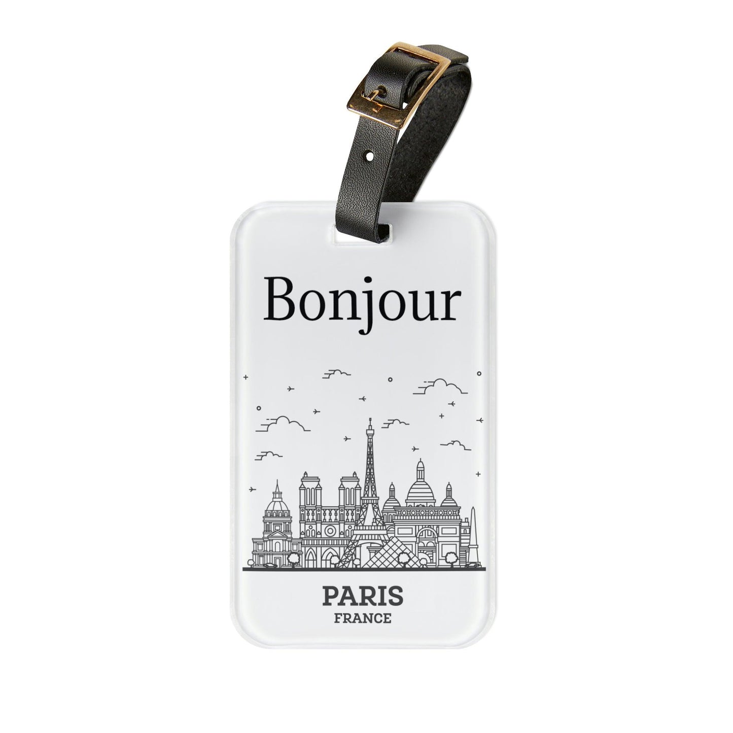 Rynx | Elegant personalized acrylic luggage tags with stylish leather strap for discerning travelers