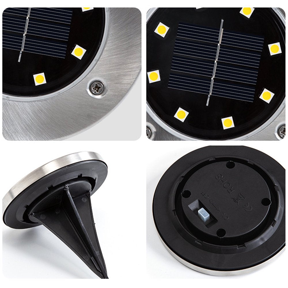 Rynx | 4 Pack Solar Lights 8 LED Solar Lights Outdoor Solar-Powered Garden Lights Waterproof Recessed Lights for Patio Path Garden Lawn Courtyard Driveway Patio Walkway