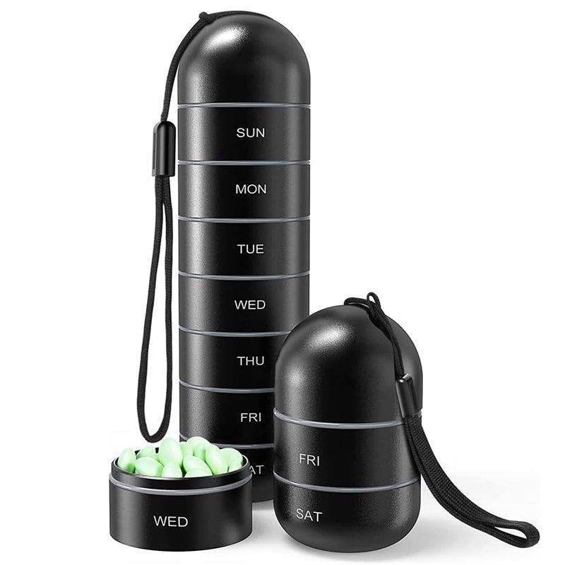 RYNX | 7 Days Portable Pill Organizer For Travel Dark
