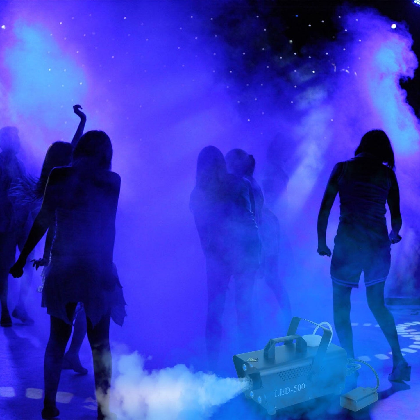 Rynx | 500W Fog Enhancer 2000CFM Colorful Fog Machine with 8-Piece LED 5 Light Effects 3-Level Brightness