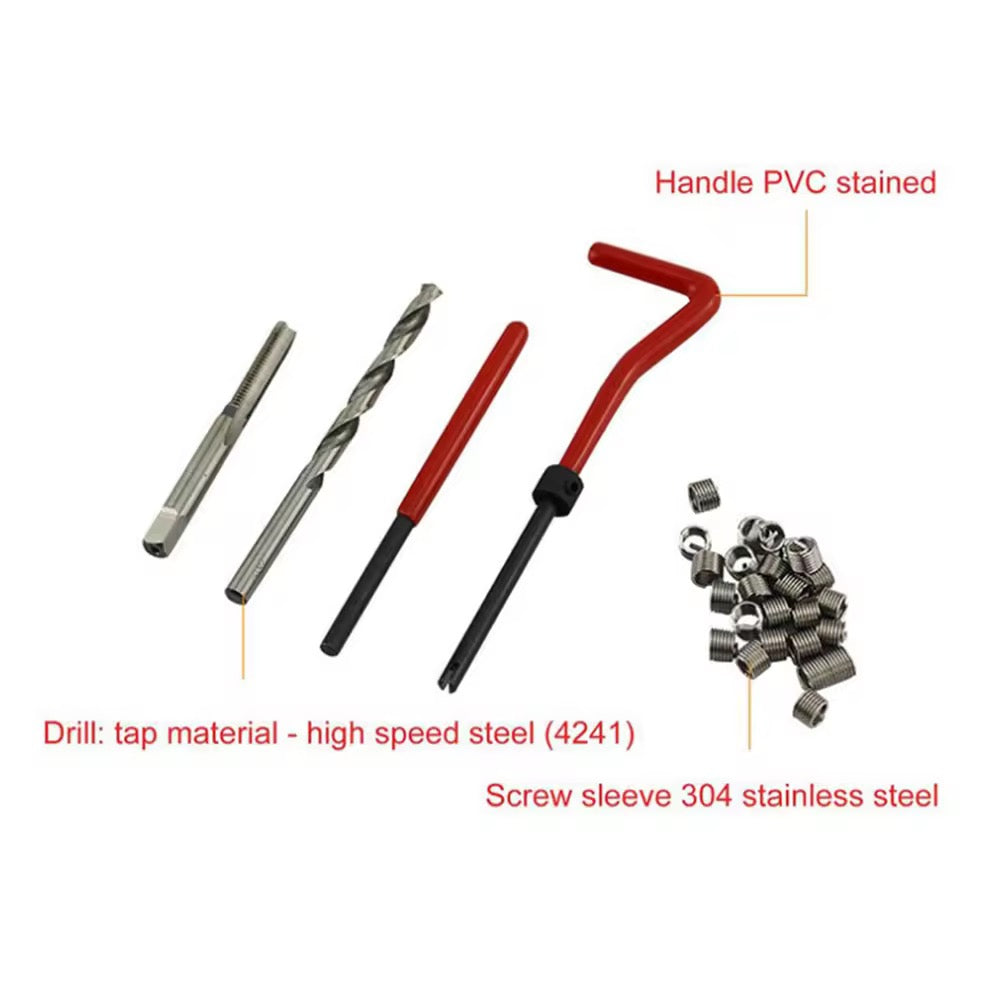 Rynx | Helicoil Thread Repair Kit M5 M6 Metric8 Metric10 M12 Thread Tool Spiral Drill - 131 Pieces