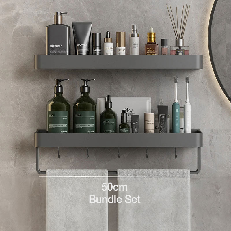 RYNX | Contemporary, Elegant Bathroom Shelves In Gray Bundle Set - 50cm