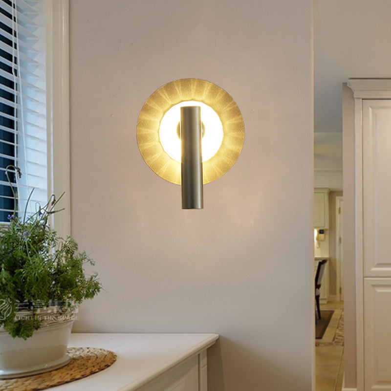 Rynx | Gold Cylinder Wall Mount Light Fixture Simple Metal 1 Head LED Foyer Wall Lamp Lighting