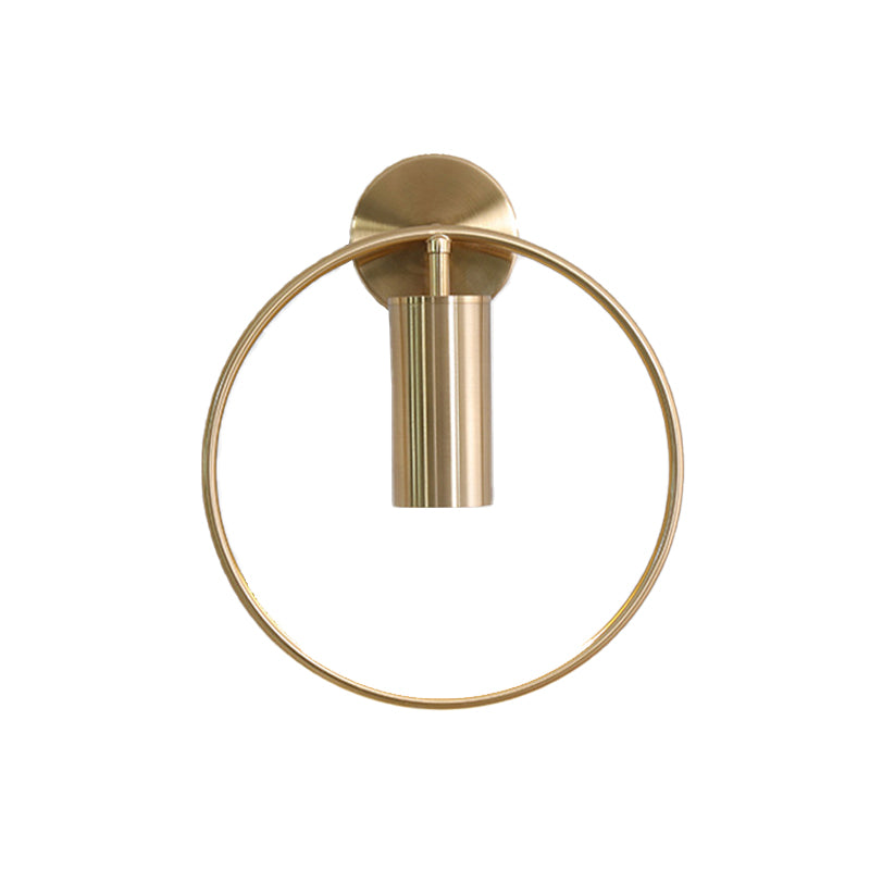 Rynx | 11"/15" H Metal Gold Wall Mount Lighting Round 1 Bulb Vintage Flush Wall Sconces in Warm/White/Natural Light