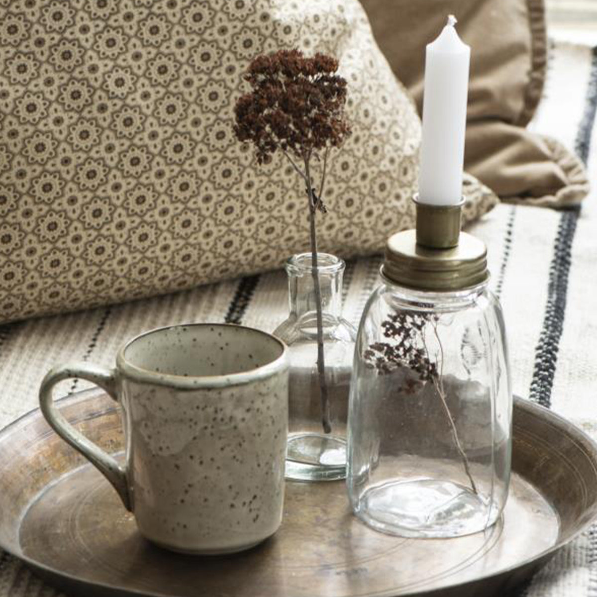 Rynx | Stick Candle Holder Glass Brass Colored