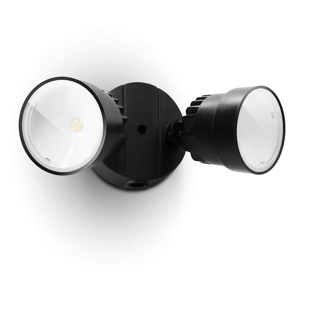 Rynx | Lutec 2000 Lumen Led Dual-Head Floodlight, Waterproof Outdoor Security Light - Black