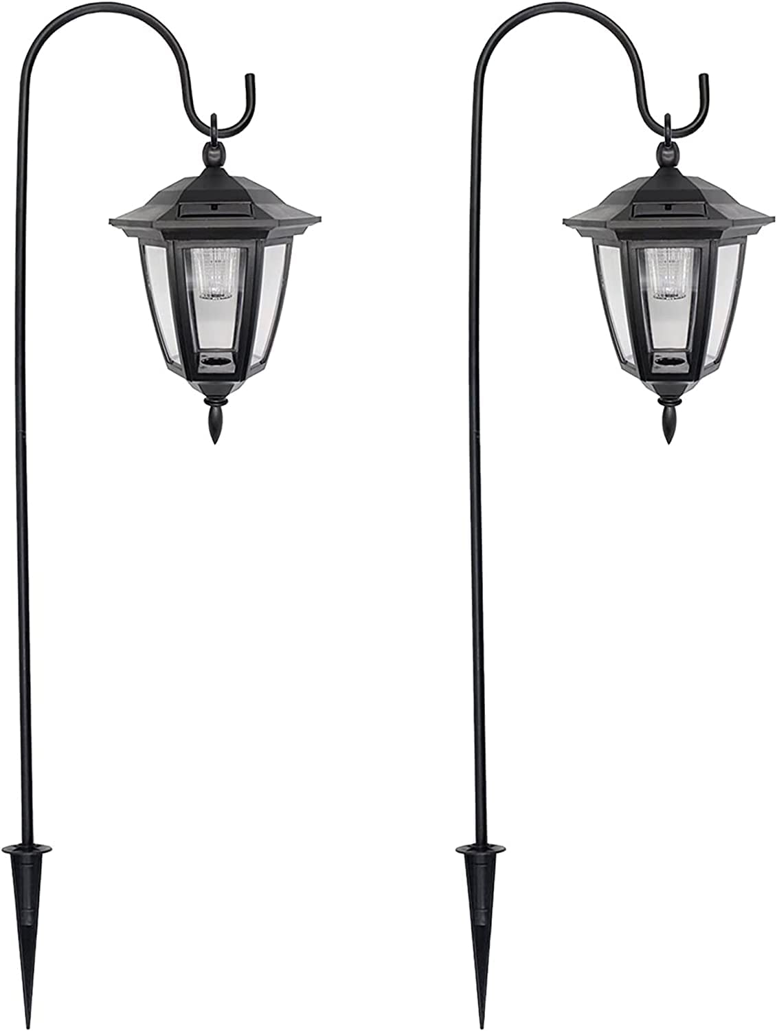 Rynx | Maggift 34" Solar Hanging Light, Warm White LED Garden Lantern with 2 Shepherd Hooks, 2 Pack