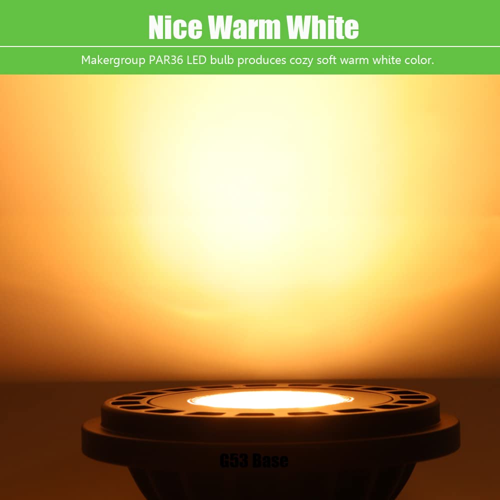 Rynx | Makergroup 7W Par36 Led Spotlight Bulb, Warm White 2700-3000K, Waterproof For Outdoor Lighting