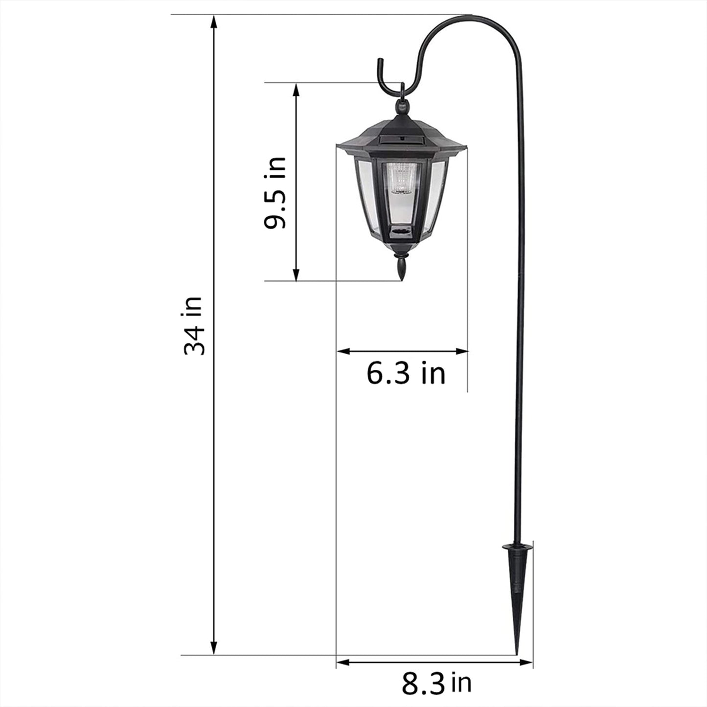 Rynx | Maggift 34" Solar Hanging Light, Warm White LED Garden Lantern with 2 Shepherd Hooks, 2 Pack