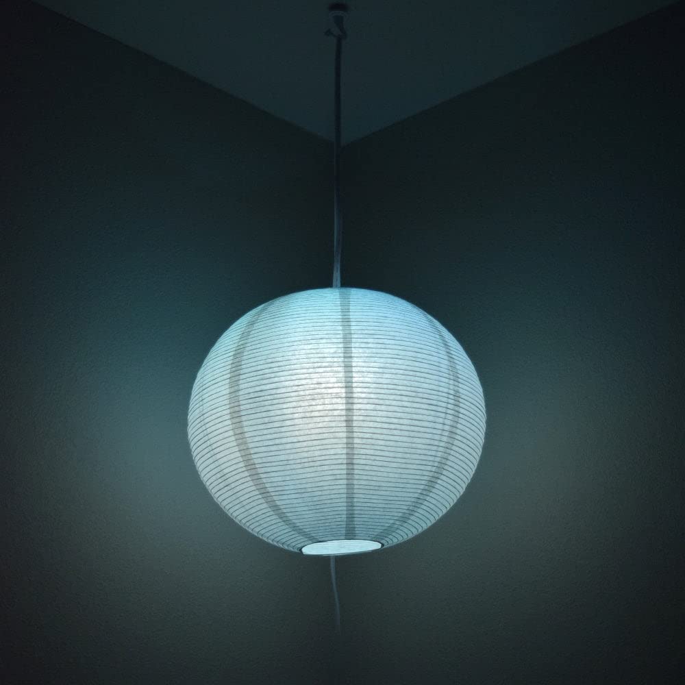 Rynx | 12" White Fine Line Premium Paper Lantern Pendant Cord Set With Blue Bulb S14