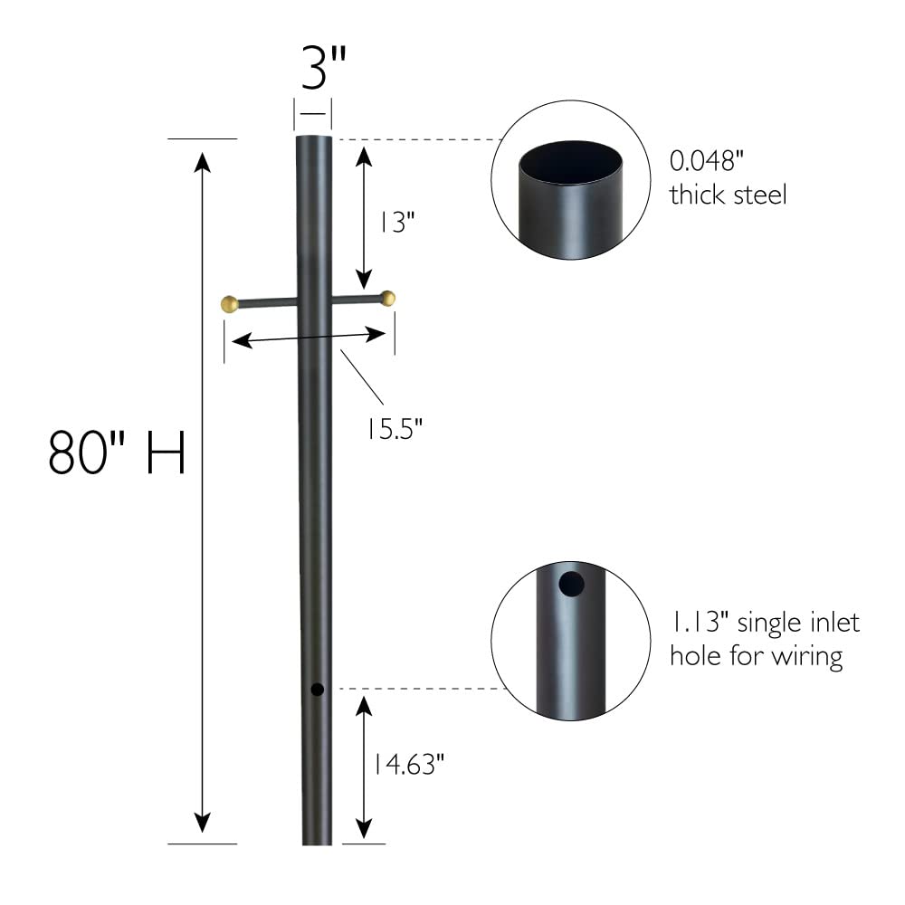 Rynx | Design House Bronze Outdoor Lamp Post, 80-Inch Traditional Style For Driveways & Porches