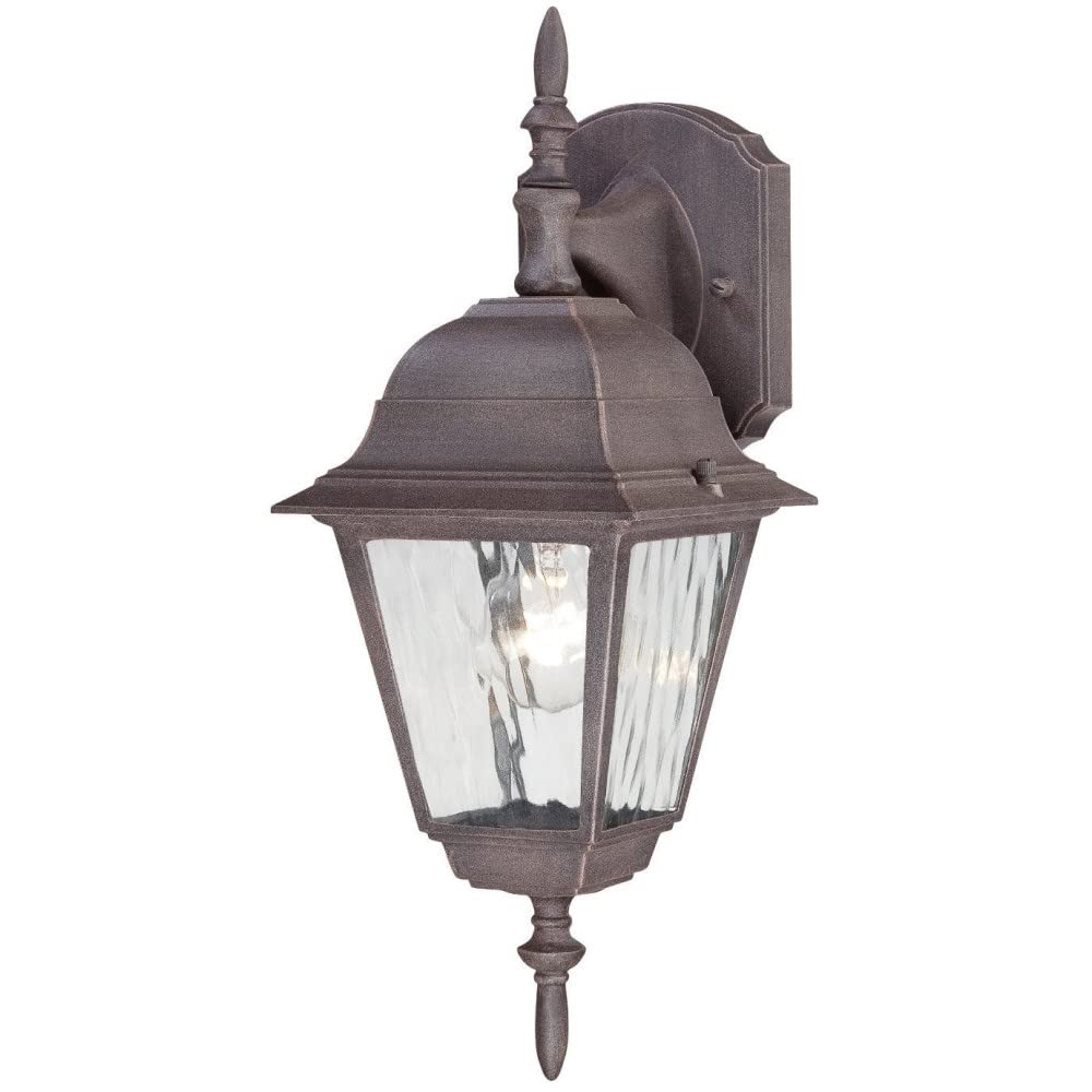 Rynx | Westinghouse Rust Patina 6785100 One-lamp Outdoor Wall Lamp, Textured Finish On Cast Aluminum With Clear Water Glass Panels, No Size