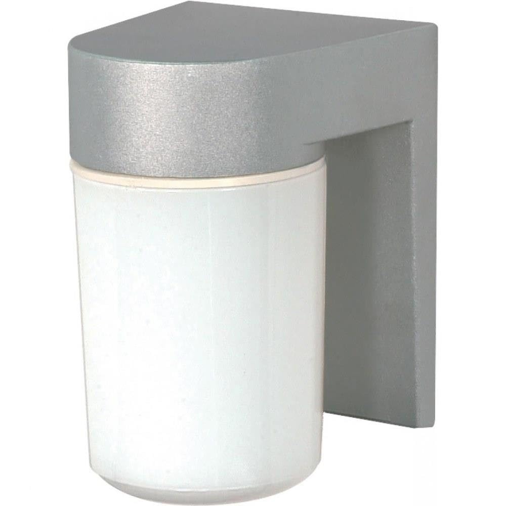 Rynx | Nuvo Lighting Sf77/136 Utility Fixture Die-Cast Aluminium Durable Outdoor Wall-Mounted Porch and Patio Light With White Glass Cylinder, Satin Aluminium