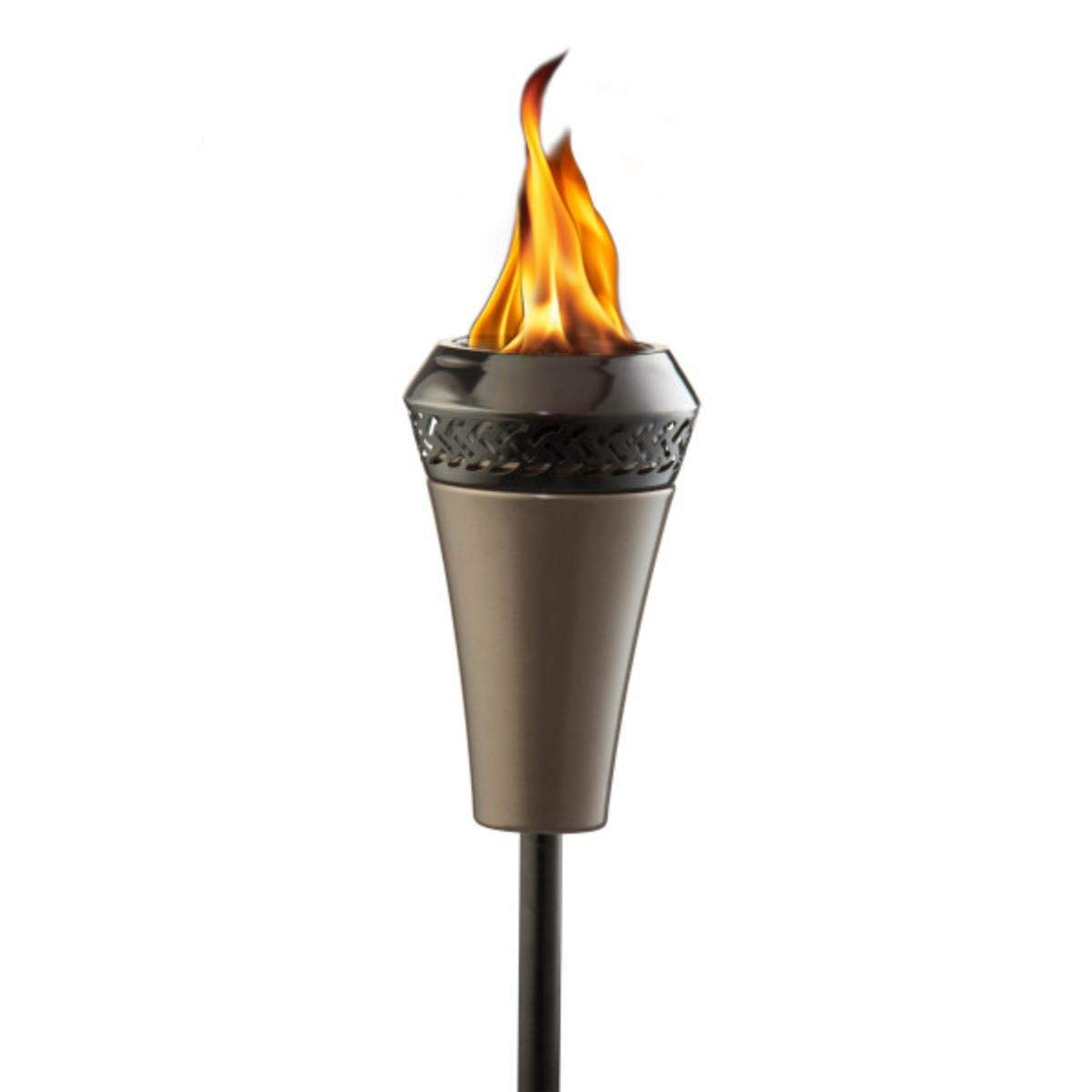 Rynx | Tiki Island King 65" Metal Outdoor Torch – Weather Resistant Decorative Torch With Long Lasting Wick, Snuffer & Easy Refilling For Backyard, Patio & Garden, Brown