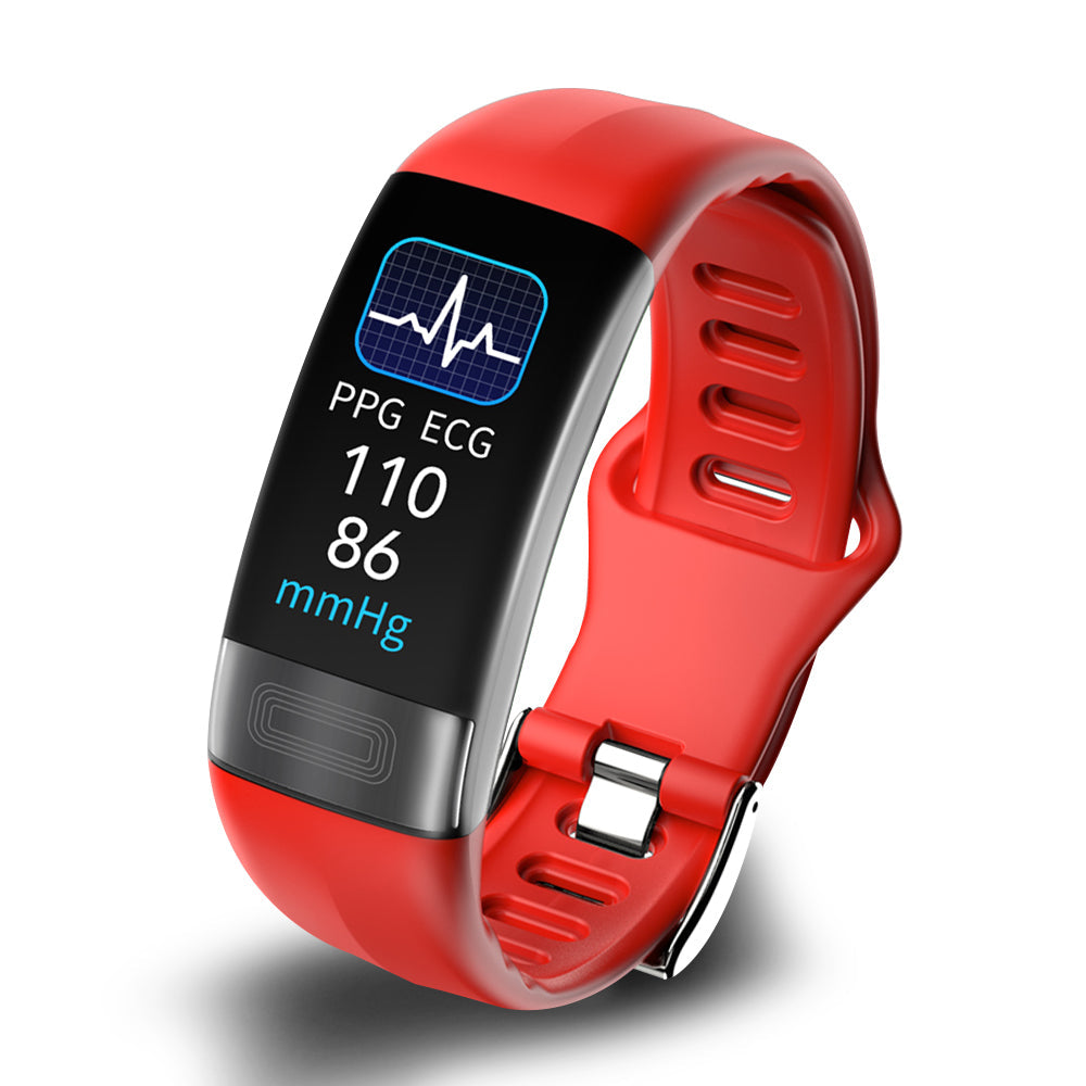 RYNX | Smart Bracelet Blood Pressure Monitor | Ecg, Heart Rate, Oxygen Saturation & Sleep Tracker - Fda Approved Red Silicone