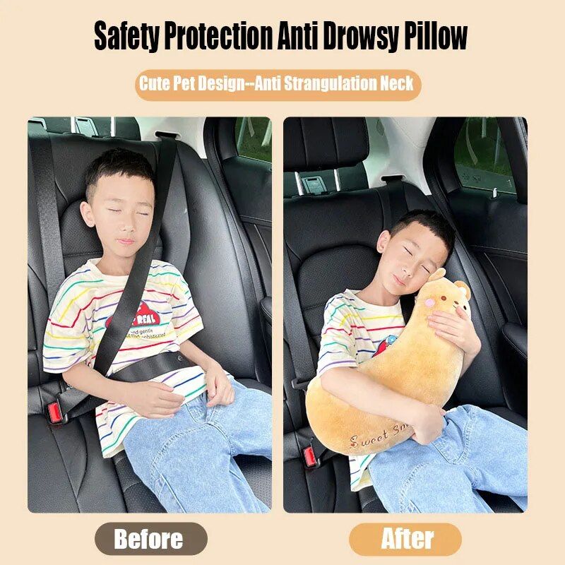 Rynx | Plush Cartoon Animal Car Seat Belt Covers for Kids: Universal Shoulder Padding Protector
