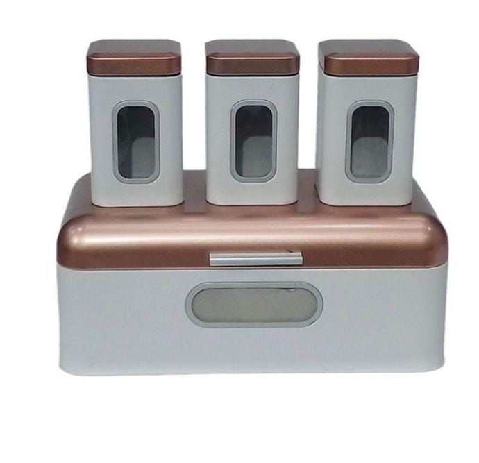 Rynx | Bread Box Steel Design with 3-piece Matching Container Set