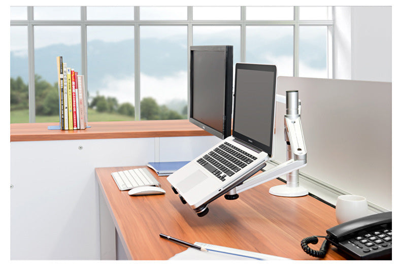 Rynx | Adjustable Dual Monitor Arm with Laptop/Notebook Holder