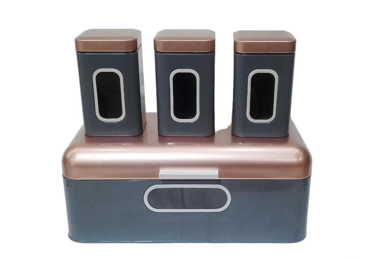 Rynx | Bread Box Steel Design with 3-piece Matching Container Set