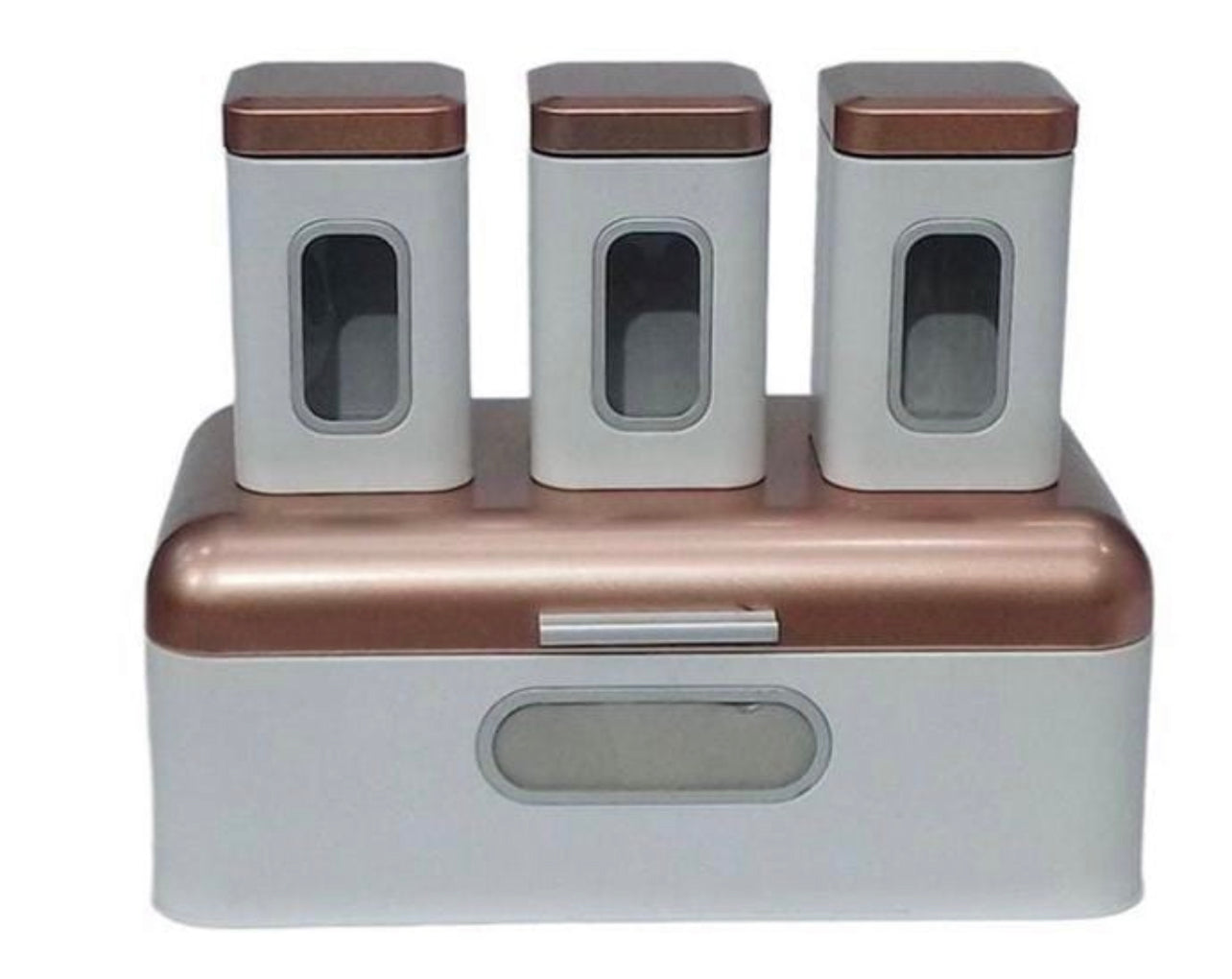 Rynx | Bread Box Steel Design with 3-piece Matching Container Set