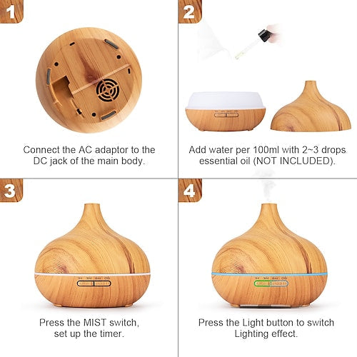 Rynx | Aromatherapy Aroma Oil Diffuser Wood Grain - Remote Control