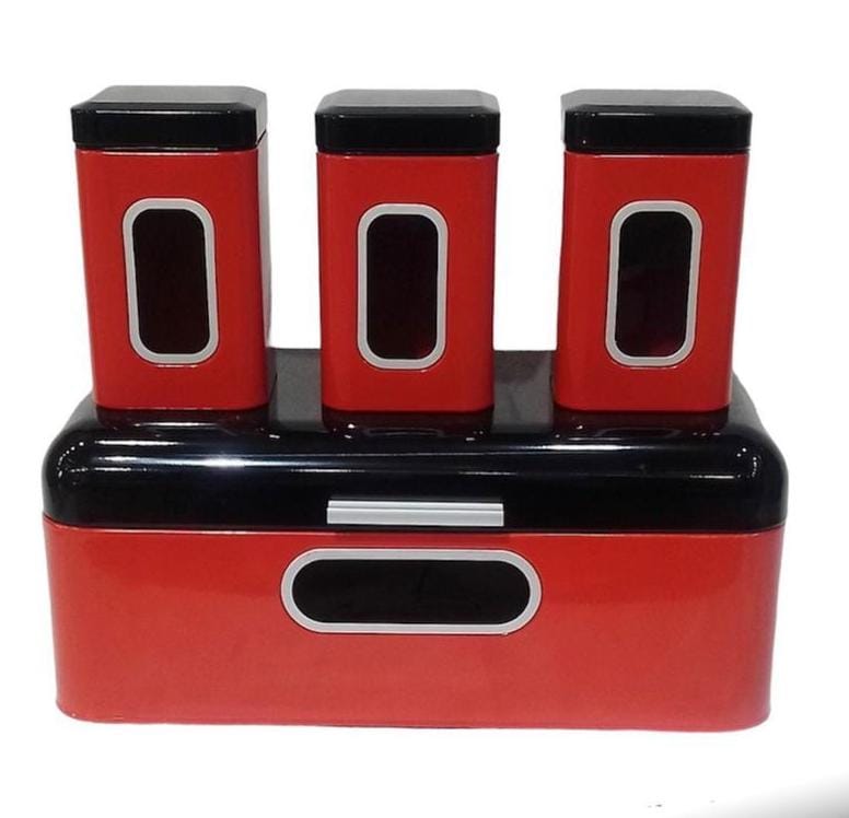 Rynx | Bread Box Steel Design with 3-piece Matching Container Set
