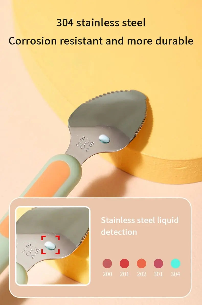 Rynx | Baby spoon with scraper — double-sided fruit preparation tool