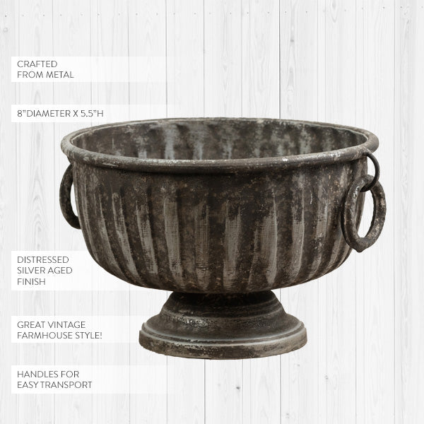 Rynx | Worn Silver Metal Compote Bowl
