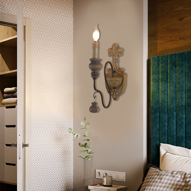 Rynx | Wild wood curved arm wall lamp Vintage metal 1/2 lights dining room wall light