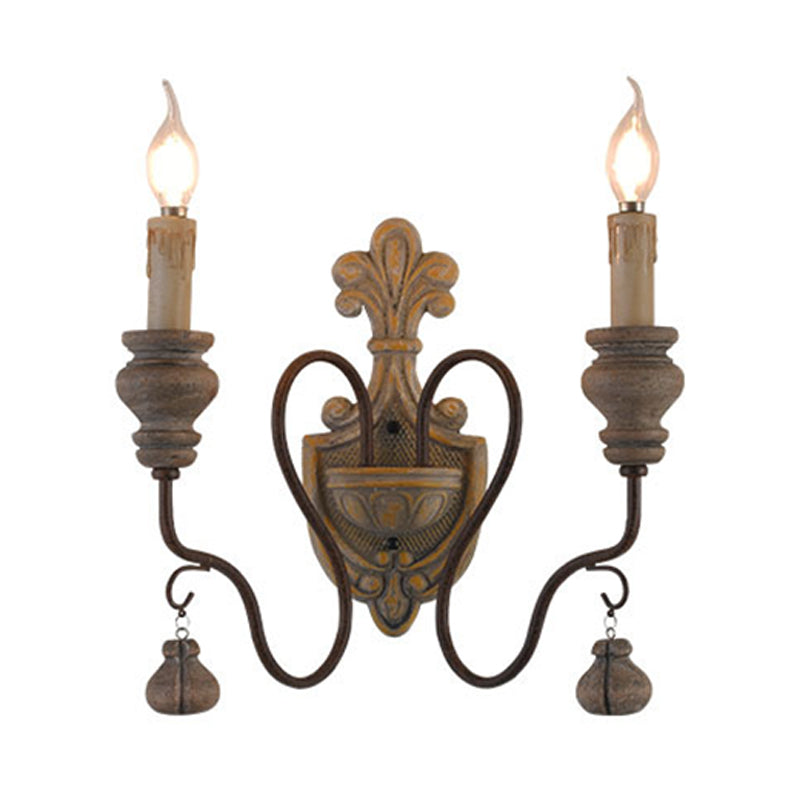 Rynx | Wild wood curved arm wall lamp Vintage metal 1/2 lights dining room wall light