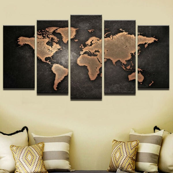 Rynx | 5 pieces world map oil painting