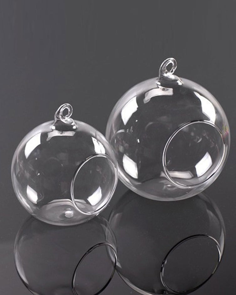 Rynx | GlobeFlicker Terrarium Glass Tealight Holder | Set of 2 | Elegant Decor for Home | Atmospheric Lighting