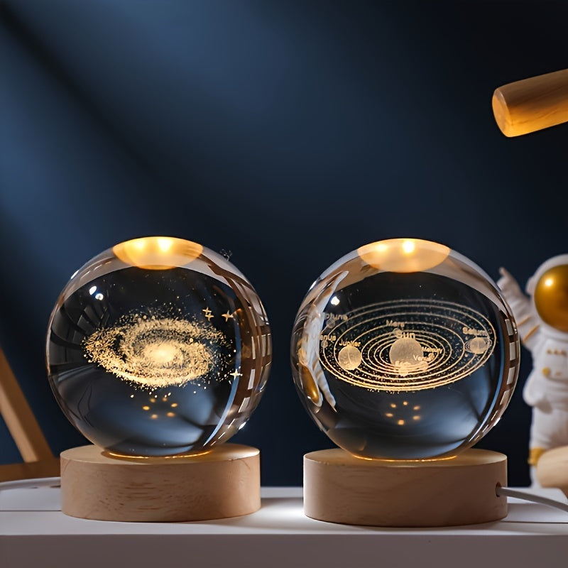 Rynx | LuminaSphere - 3D Crystals Ball LED Table Lamp with Wooden Base