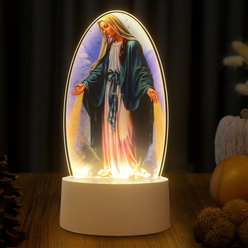 Rynx | SacredGlow - Virgin Mary Night Lamp with LED Acrylic Frame, USB Power