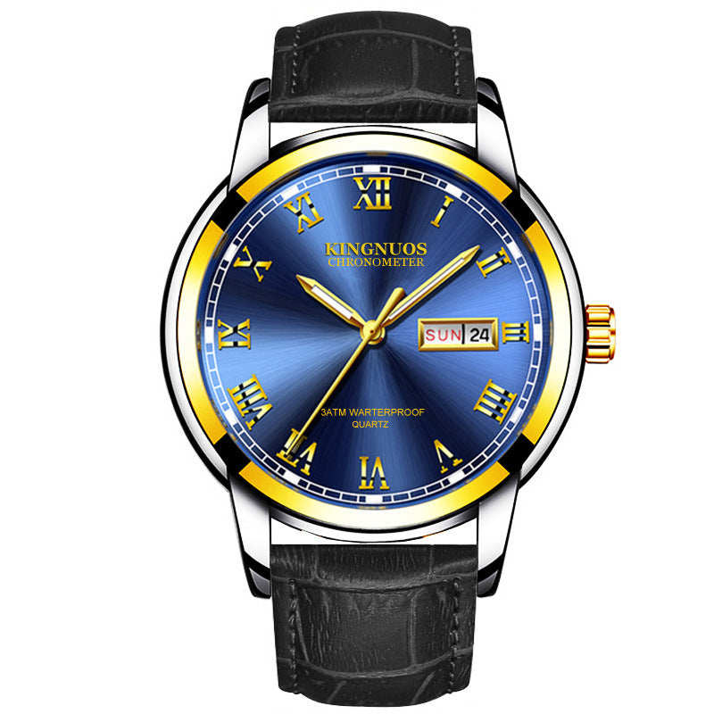 Rynx | Transnational Hot Double Calendar Steel Belt Watch Business Non-mechanical