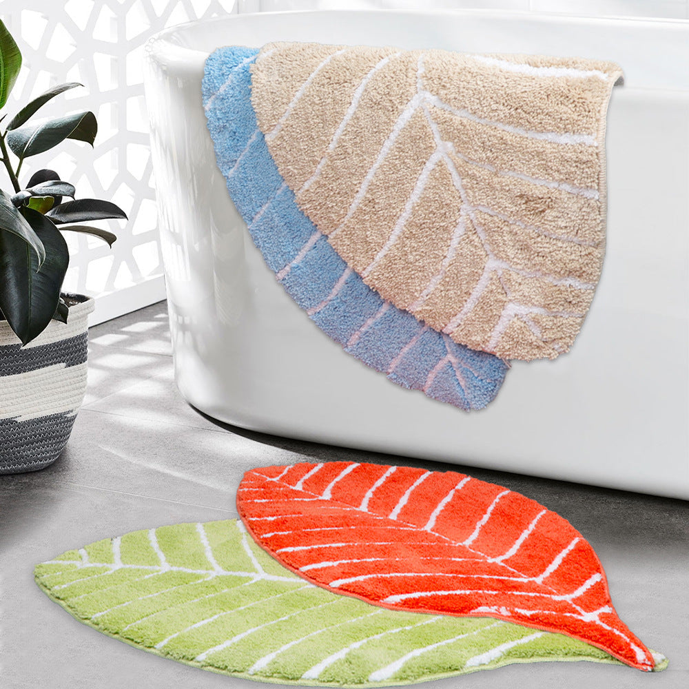 Rynx | Gentle Blue Leaves Bathroom Rug, 19.6'' x 37.4'', Floral Anti-Slip Bath Mat, Blue Plants Bathroom Rugs, Anti-Slip Toilet Rug, Soft Thick Bathroom Rug, Art Bathroom Mats, Best Bath Mats, Anti-Slip Shower Mat, Toilet Rug